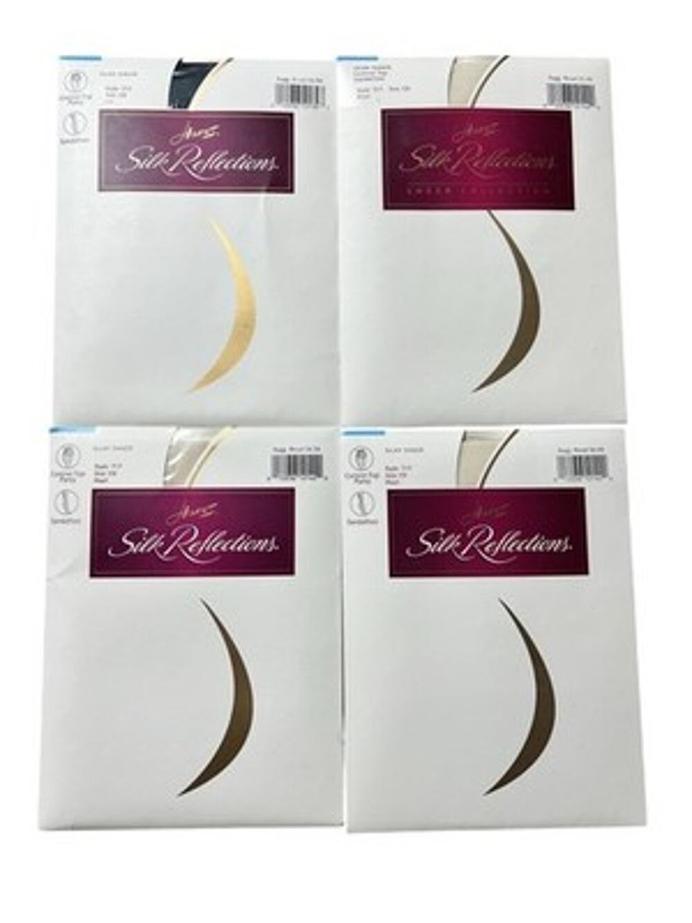 Hanes Pantyhose Womens C White Silk Reflections Control Top Lot 4 Sandalfoot